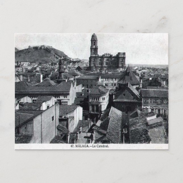 Cartão Postal Cartão-postal antigo - Catedral, Málaga, Espanha. (Frente)