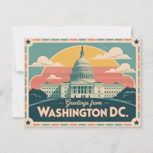 Cartão Postal Cartão-postal Antigo de Washington DC   Saudações 
