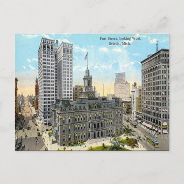 Cartão Postal Cartão-postal antigo - Detroit, Michigan, EUA (Frente)
