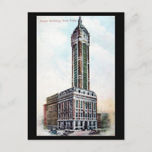 Cartão Postal Cartão-postal antigo - edifício Singer, NYC, 191