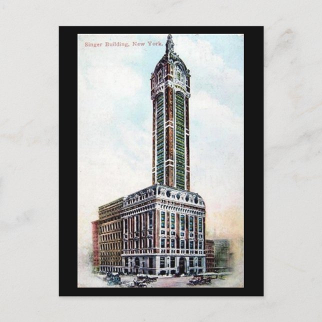 Cartão Postal Cartão-postal antigo - edifício Singer, NYC, 1911 (Frente)