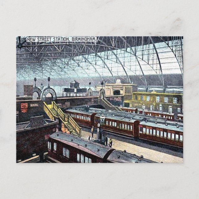 Cartão Postal Cartão-postal antigo - Estação de New Street, Birm (Frente)