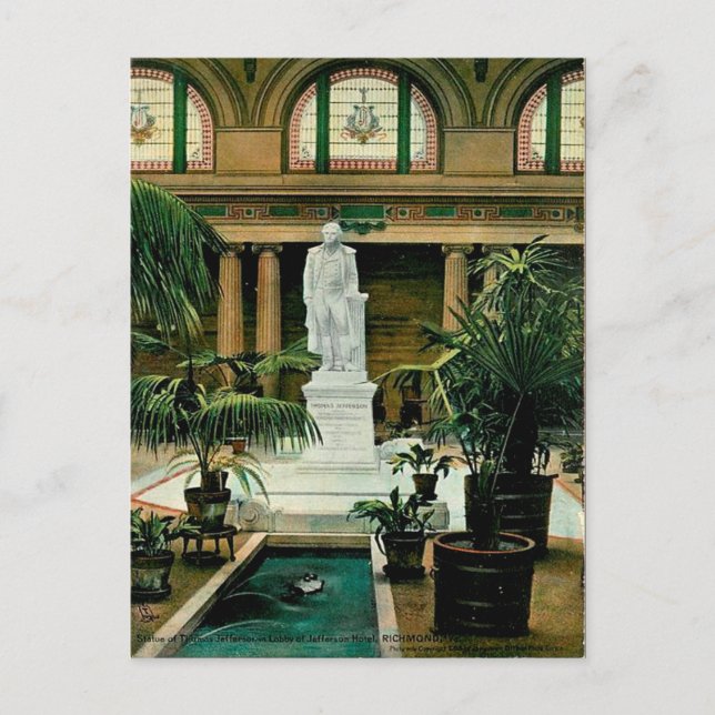 Cartão Postal Cartão-postal antigo - Estátua de Thomas Jefferson (Frente)