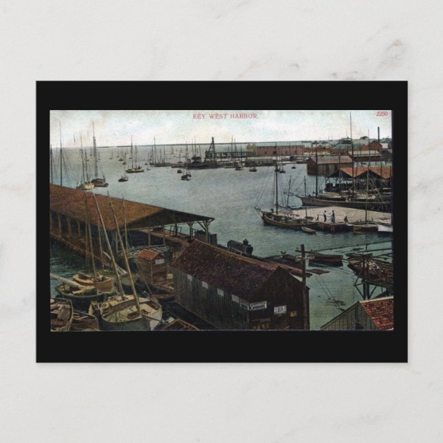 Cartão Postal Cartão-postal antigo - Flórida, Key West Harbor (Frente)