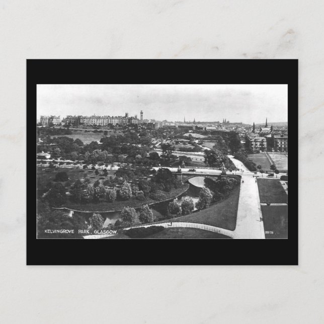 Cartão Postal Cartão-postal antigo, Glasgow, Parque Kelvingrove (Frente)