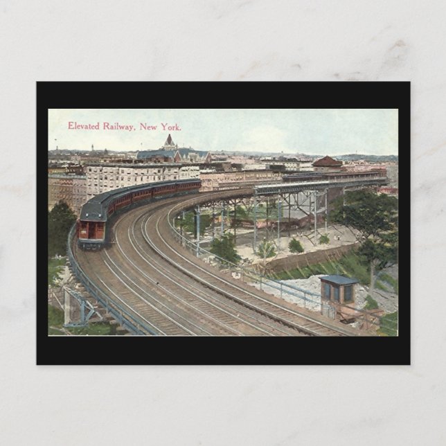 Cartão Postal Cartão-postal antigo, Linha Elevada, Nova Iorque (Frente)