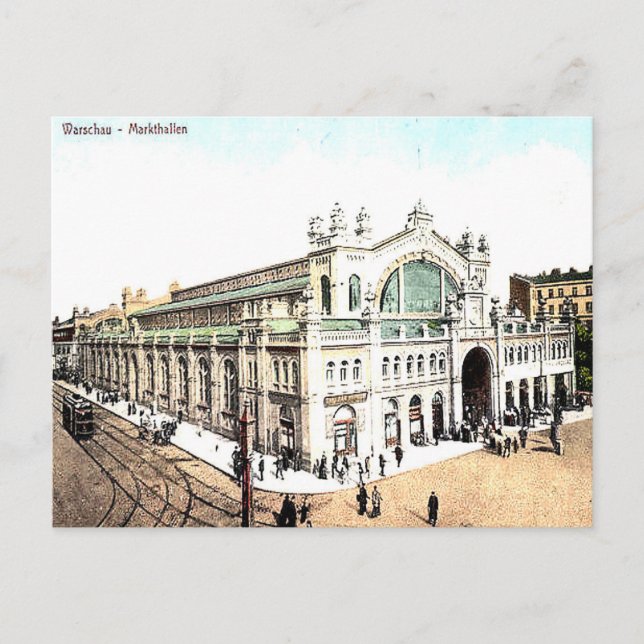 Cartão Postal Cartão-postal antigo - Mercado Halls, Varsóvia, Po (Frente)