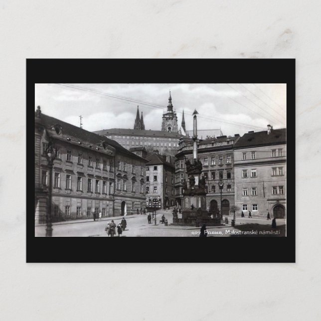 Cartão Postal Cartão-postal antigo, Praça Malostranske, Praga (Frente)