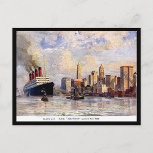 Cartão Postal Cartão-postal antigo - RMS Aquitania saindo de Nov