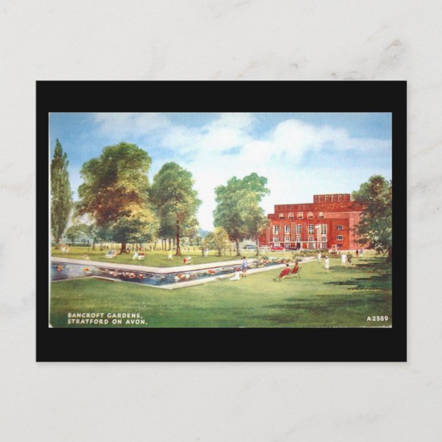 Cartão Postal Cartão-postal antigo, Stratford-on-Avon, Teatro (Frente)