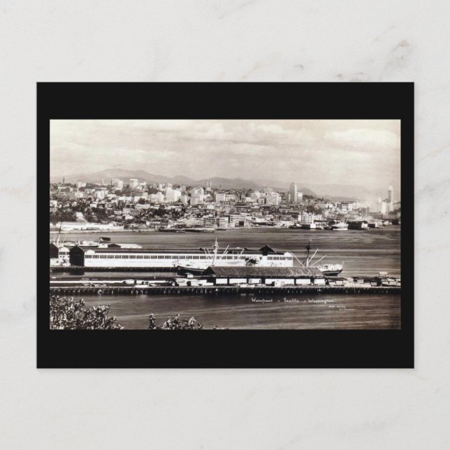 Cartão Postal Cartão-postal antigo - Waterfront, Seattle, Washin (Frente)