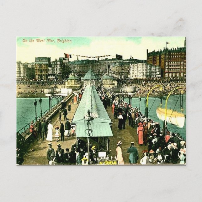 Cartão Postal Cartão-postal antigo - West Pier, Brighton, Sussex (Frente)