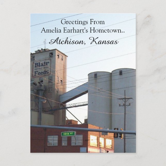 Cartão Postal Cartão-postal Atchison Kansas Hometown Amelia Earh (Frente)