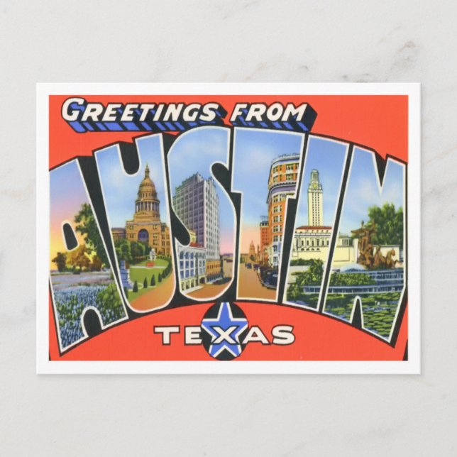 Cartão Postal Cartão-postal Austin, Texas Vintage (Frente)
