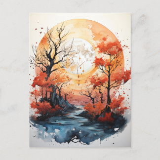 Cartão Postal Cartão-postal Autumn Full Moon
