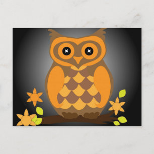 Cartão Postal Cartão-postal Autumn Orange Owl