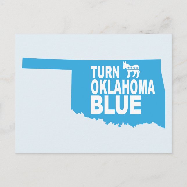 Cartão Postal Cartão-postal Azul de Oklahoma | Votar Democrata E (Frente)
