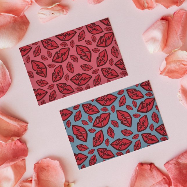 Cartão Postal Cartão-postal azul padrão para Lábios engraçados (Criador carregado)