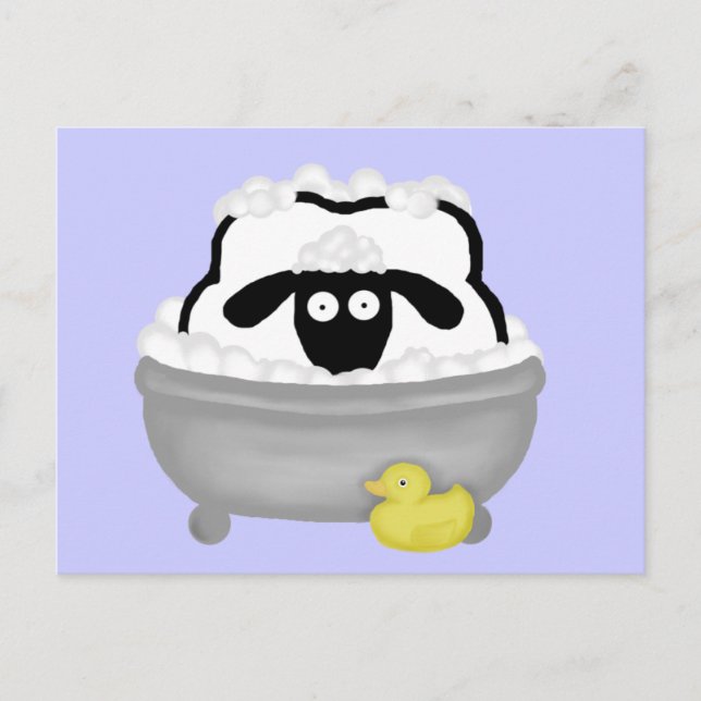 Cartão Postal Cartão-postal Bath Time Sheep (Frente)