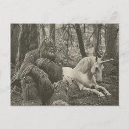 Cartão Postal Cartão-postal Bigfoot e Unicorn Vintage