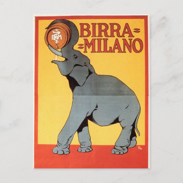 Cartão Postal Cartão-postal Birra Milano Vintage Elephant (Frente)