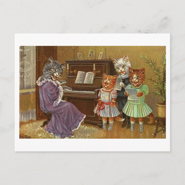 Cartão Postal Cartão-postal Bizarre Cats Singing (Frente)