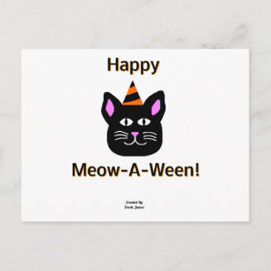 Cartão Postal Cartão-postal Black Cat Meow-A-Ween