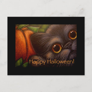 Cartão Postal Cartão-postal BLACK CAT & PUMPKIN HALLOWEEN