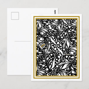 Cartão Postal Cartão-postal Black Paisley com Cotação de Vida -