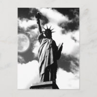 Cartão-postal Black White Statu of Liberty New Yor