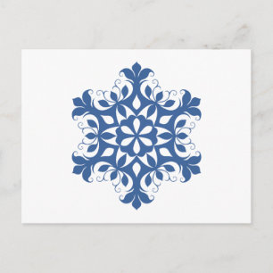 Cartão Postal Cartão-postal Blue Snowflake