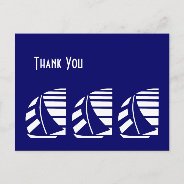 Cartão Postal Cartão-postal Blue White Racing Sailboat (Frente)