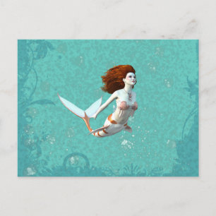 Cartão Postal Cartão-postal bonito Koi Mermaid Nadação Submarina