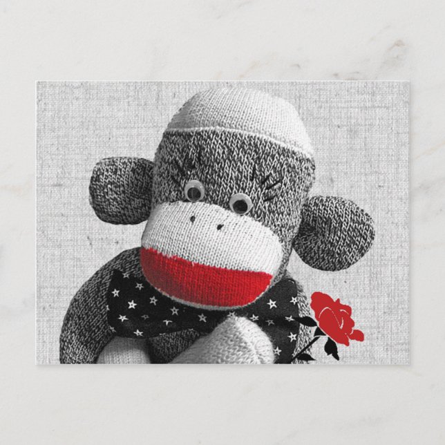 Cartão Postal Cartão-postal Bowty The Sock Monkey (Frente)