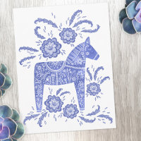 Cartão-postal branco e azul-marinho