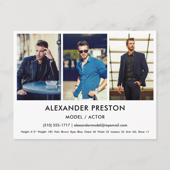 Cartão Postal Cartão-postal branco fotográfico do modelo Ator Co (Frente)