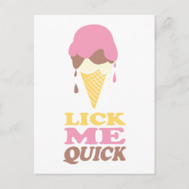 Cartão Postal Cartão-postal branco rosa-sorvete rápido