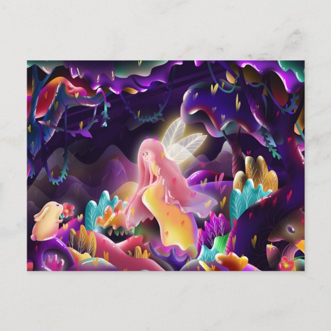 Cartão Postal Cartão-postal Bunny e Fairy (Frente)