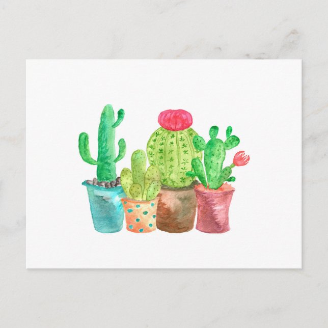 Cartão Postal Cartão-postal Cactus Aquarela (Frente)