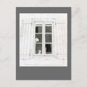 Cartão Postal Cartão-postal Cat na janela