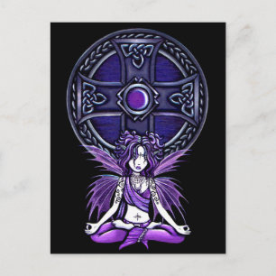 Cartão Postal Cartão-postal "Celtic Lotus" Roxo Yoga Fairy