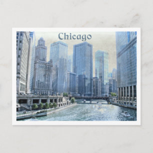 Cartão Postal Cartão-postal Chicago com Centro Vencido