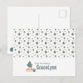 Cartão Postal Cartão-postal Chicken Teal & Rust Yarn