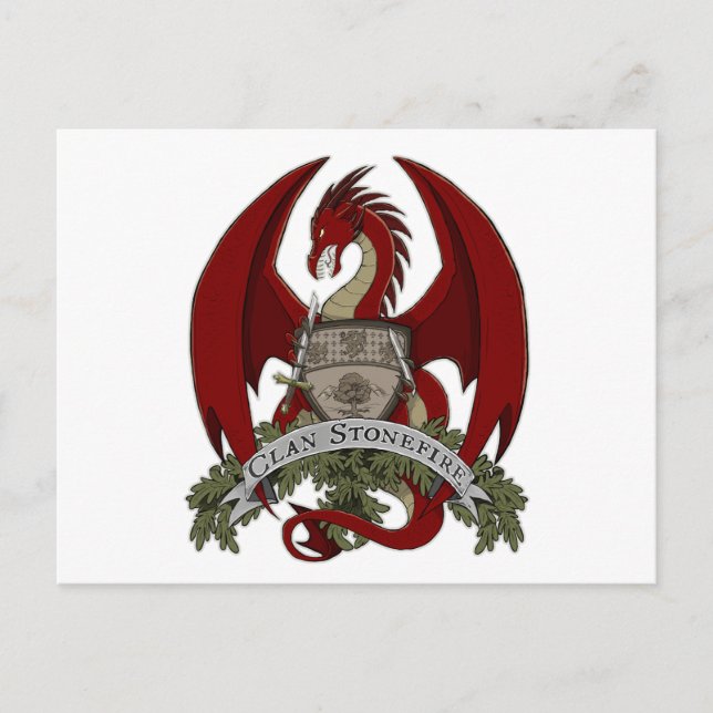 Cartão Postal Cartão-postal Clan Stonefire Crest (Dragão Vermelh (Frente)