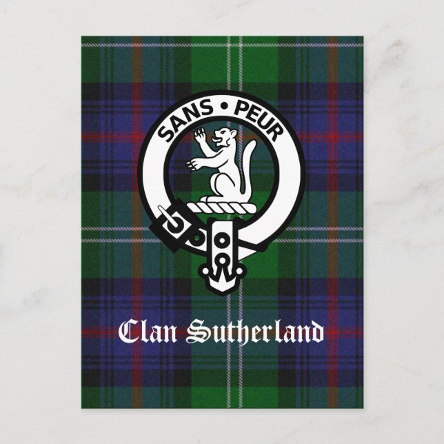 Cartão Postal Cartão-postal Clan Sutherland Crest & Tartan (Frente)