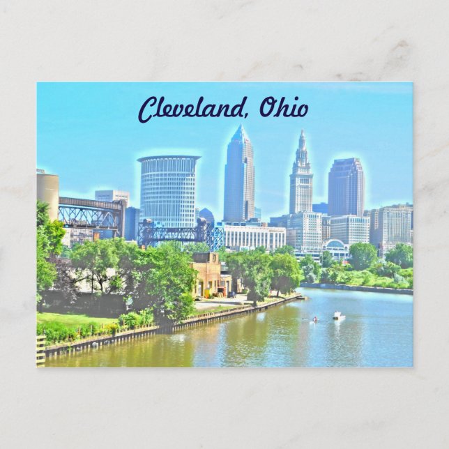 Cartão Postal Cartão-postal Cleveland,OH River View (Efeito de T (Frente)