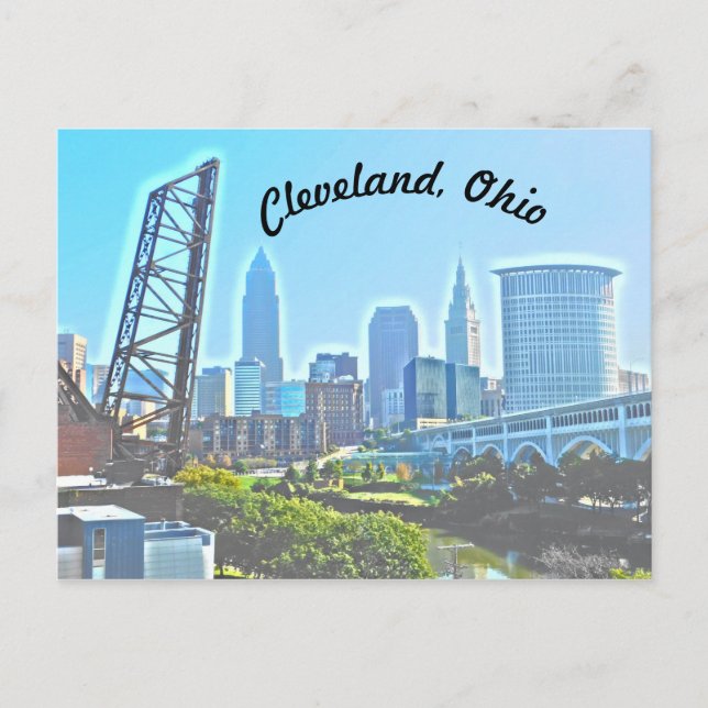 Cartão Postal Cartão-postal Cleveland, Ohio Blue Riverview (Frente)
