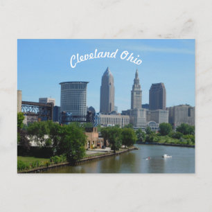 Cartão Postal Cartão-postal Cleveland, Ohio River Skyline (Curv