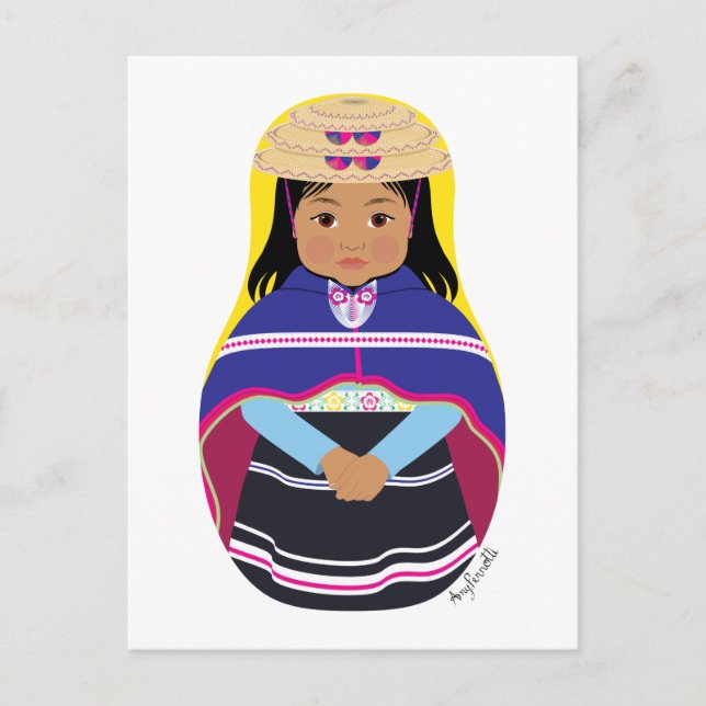 Cartão Postal Cartão-postal colombiano, Misak ou Guambiana Matry (Frente)