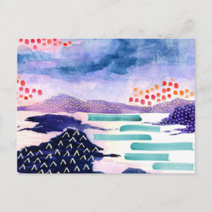 Cartão Postal Cartão-postal Colorido de Pintura em Aquarela Esc